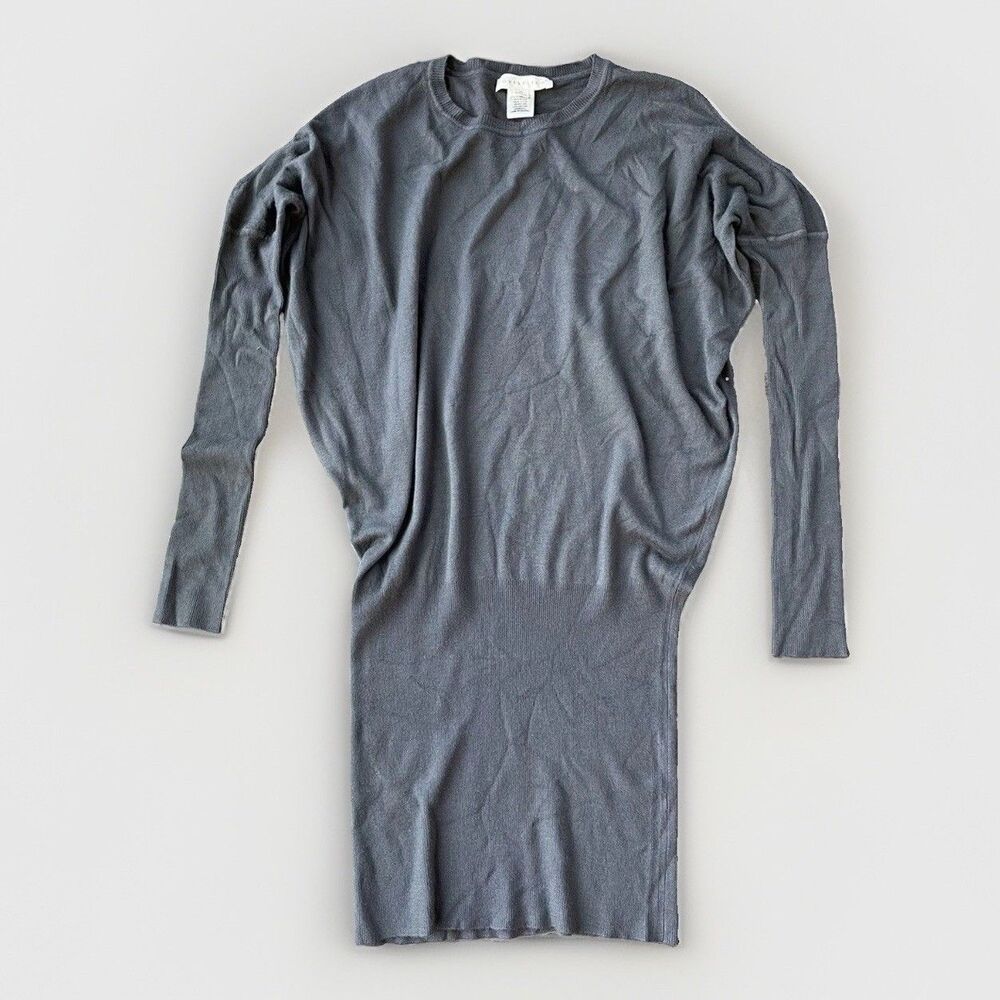 Love Stitch Gray Cold Shoulder Knit Dress Size M Long Sleeve Modal Mini Stretch
